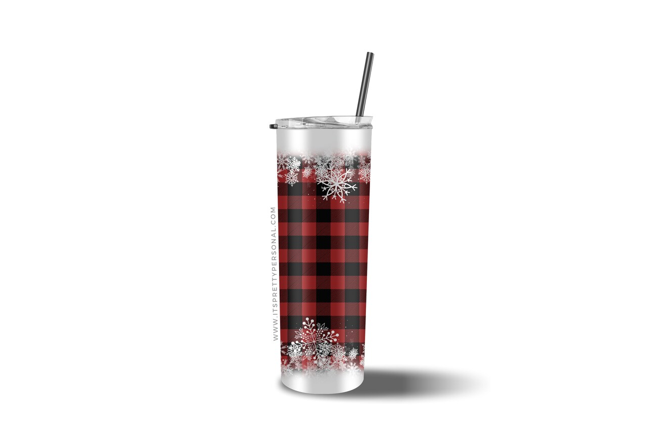 #55 CLEAR - 20oz Red Buffalo Plaid Snow- 9.4" x 8" Pattern Vinyl Wrap (IPP EXCLUSIVE!)